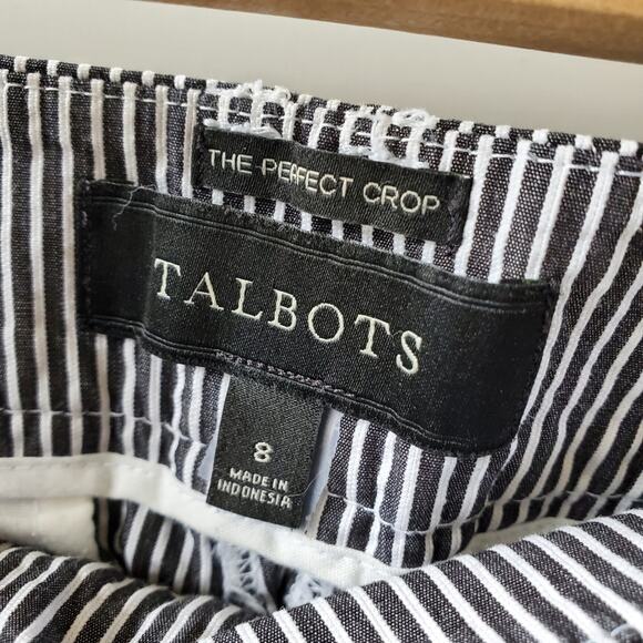Talbots The Perfect Crop B&W striped Cotton Casual structured pants Size 8 - Picture 6 of 6